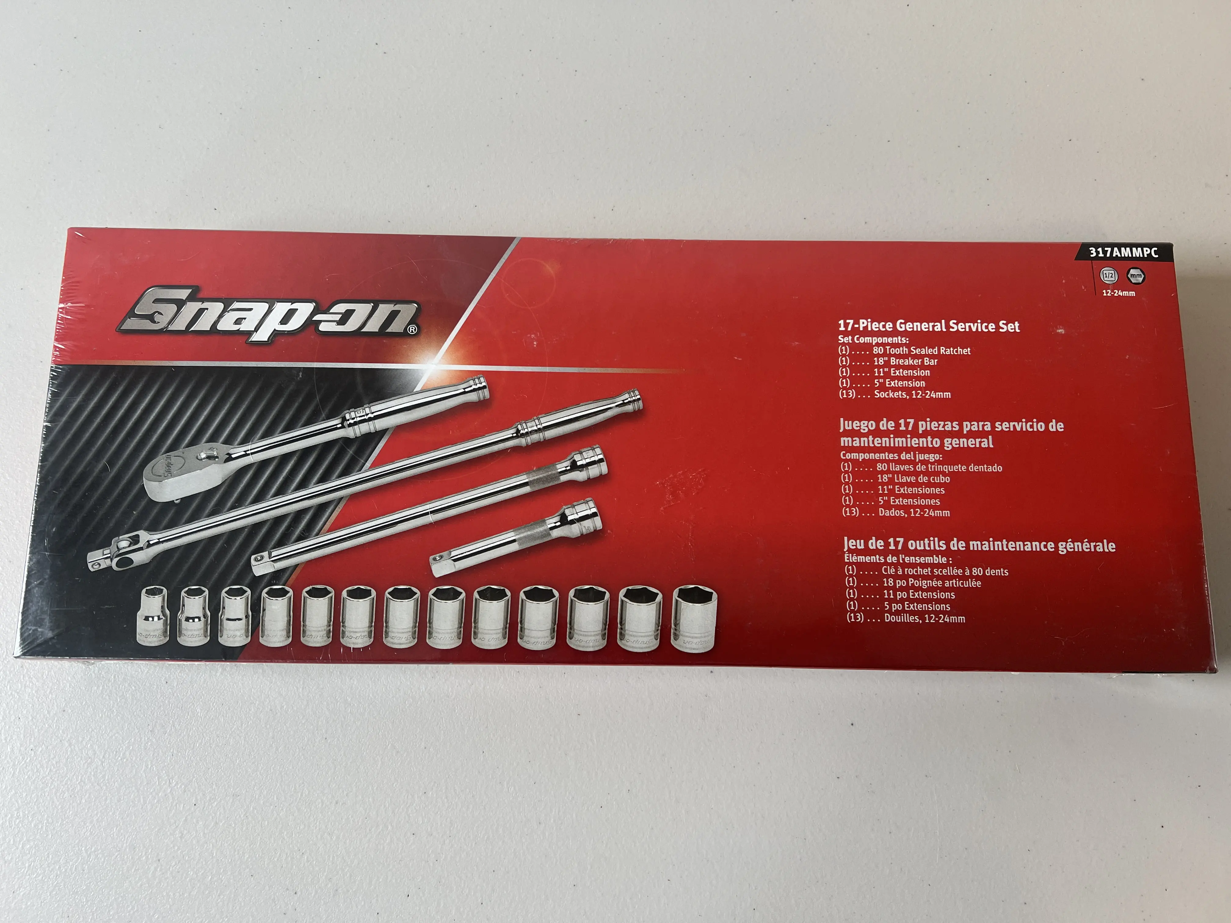 Snap-On 17pc 1/2" 6pt Metric General Service Socket Set 317AMMPC