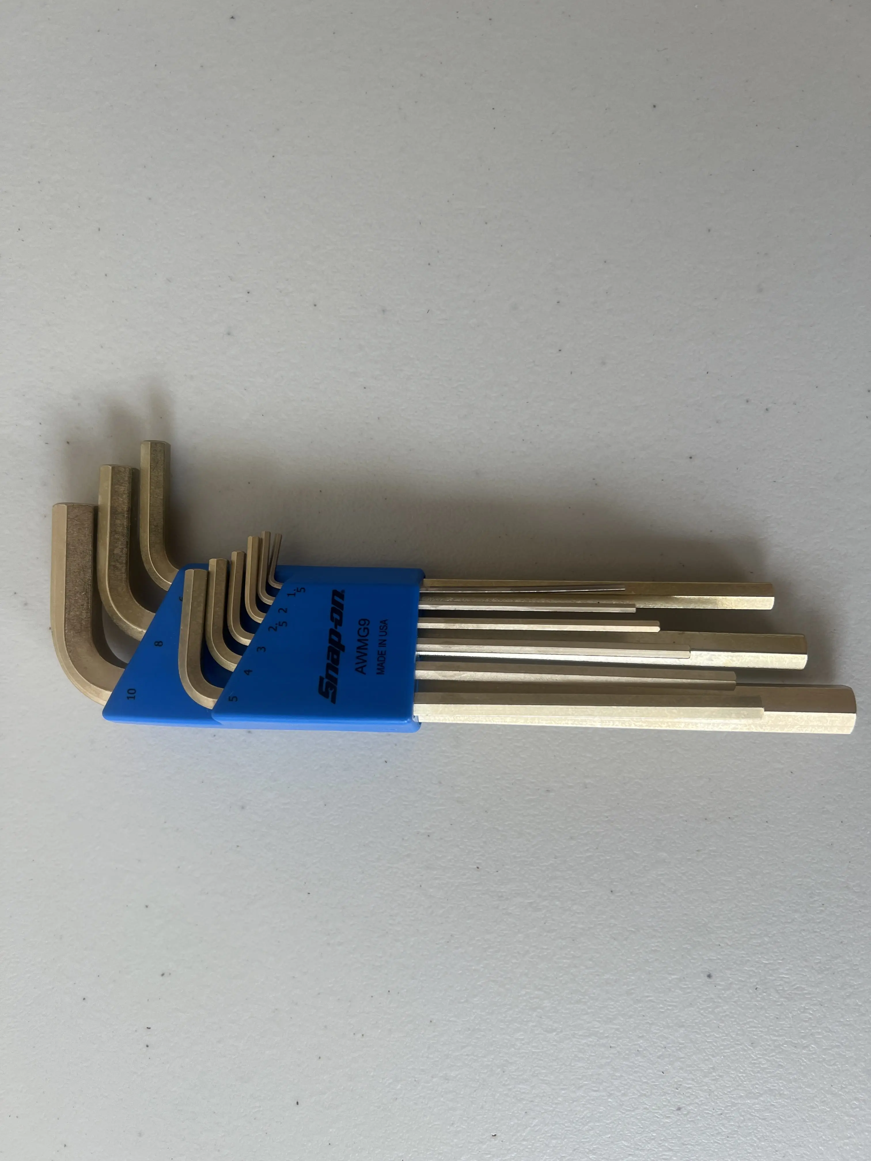 Snap-On 9pc Metric Gold L-Shaped Hex Wrench Set (1.5-10mm) AWMG9