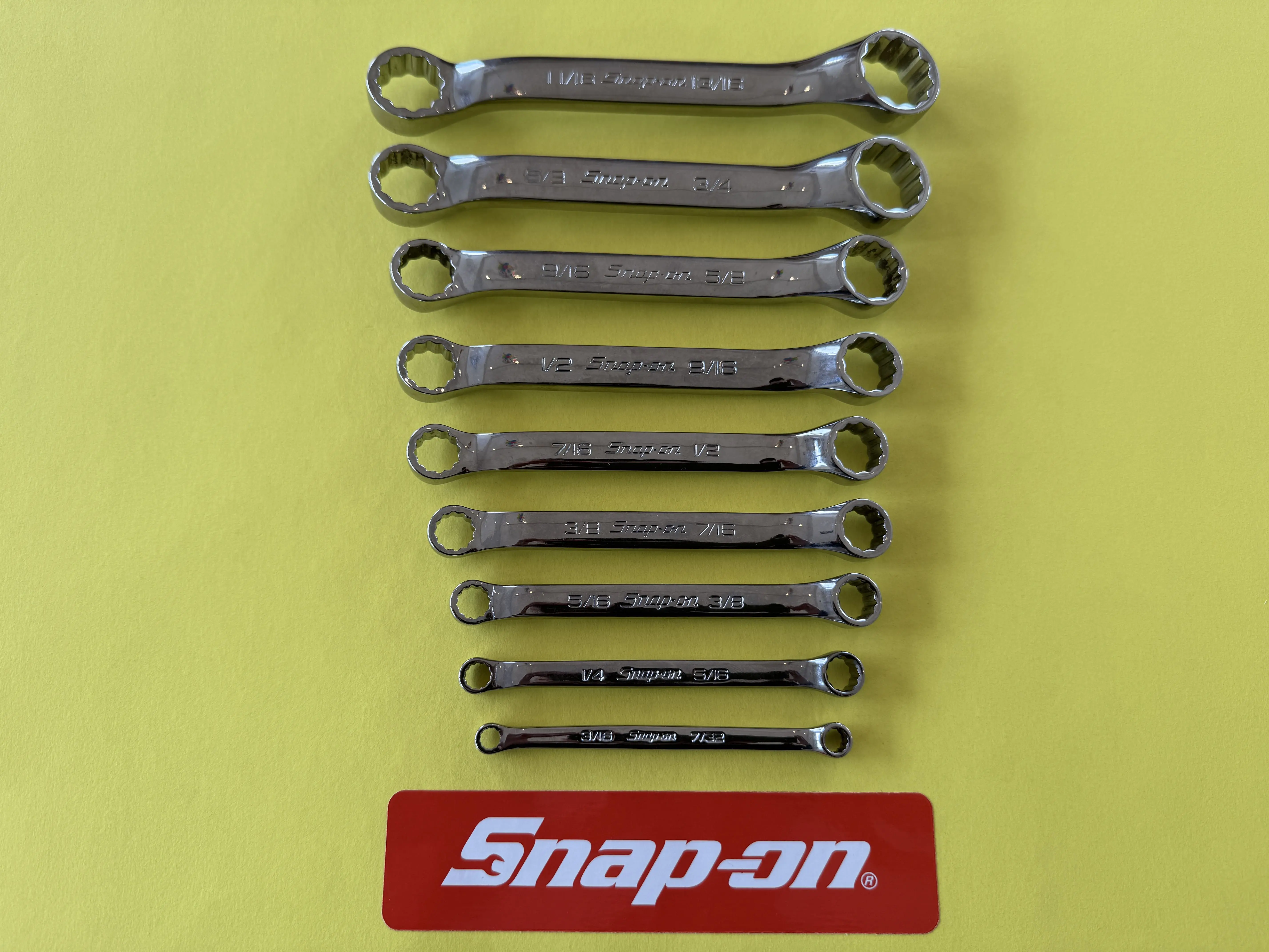 Snap-On 9pc 12pt SAE Flank Drive Short 10* Offset Box Wrench Set (3/16-13/16") XS609A