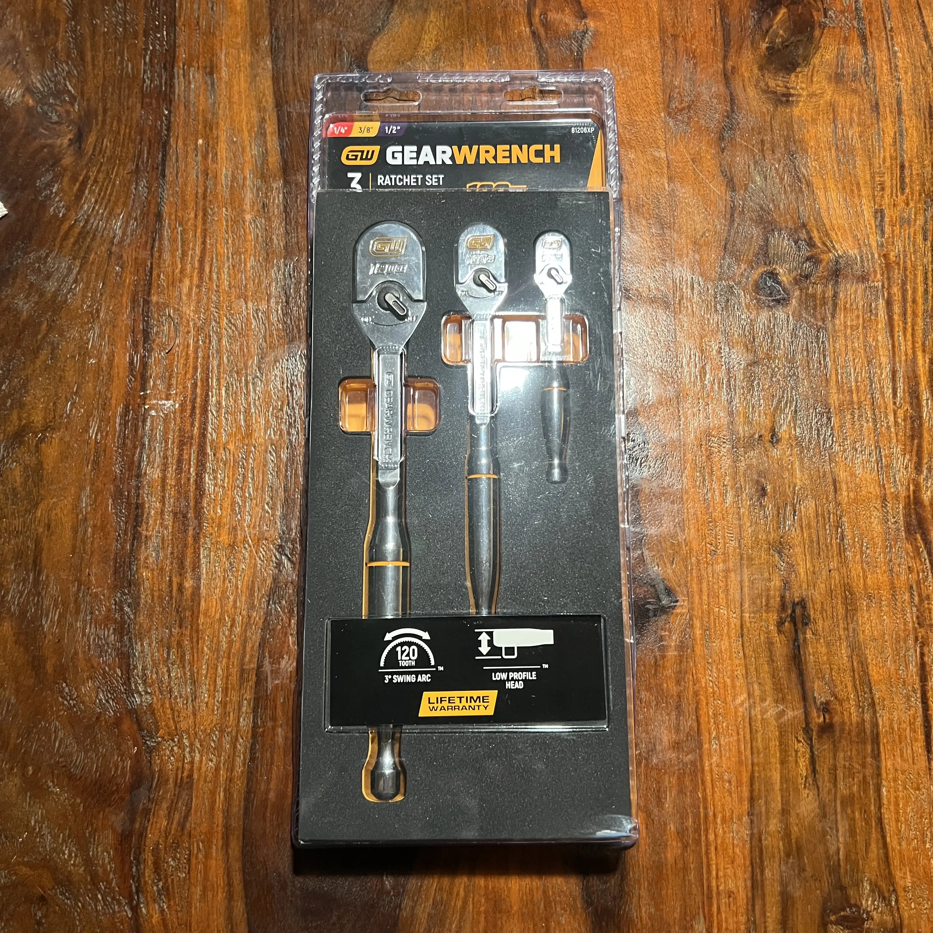 GEARWRENCH 3 PIECE 1/4, 3/8 AND 1/2 DRIVE 120XP RATCHET SET